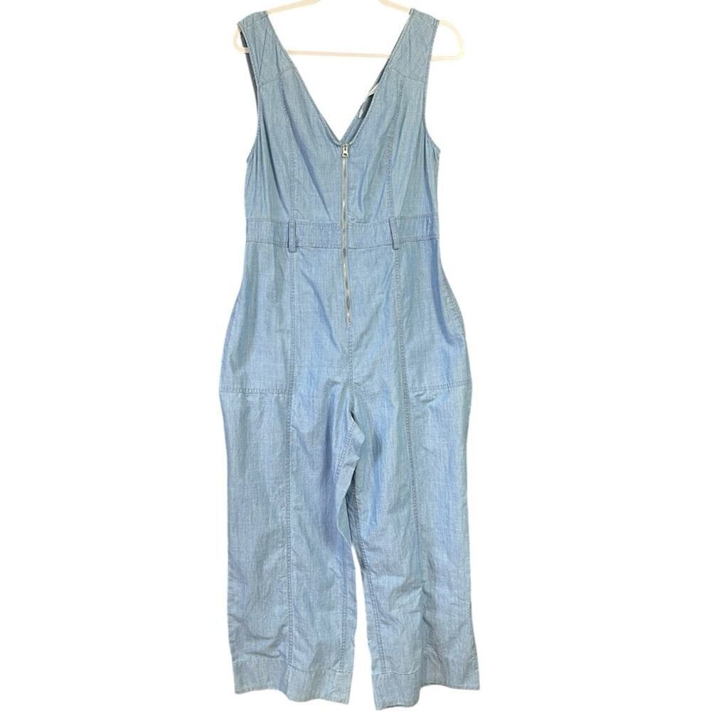 ZARA Light Wash Wide-Leg Denim Jumpsuit